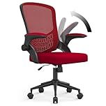 naspaluro Computer Desk Chair, Ergonomic Office Chairs with Flip-up Armrests, Mid-Back Mesh Chair with Lumbar Support, Home Office Chair-Red Chairs