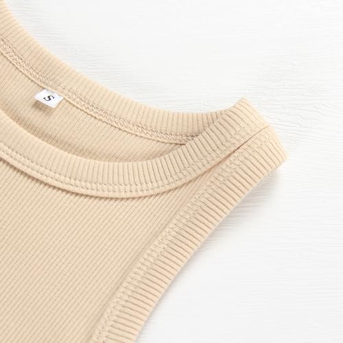 Image of Artfish Women Casual Basic Sleeveless High Neck Rib-Knit Y2k Crop Tank Top