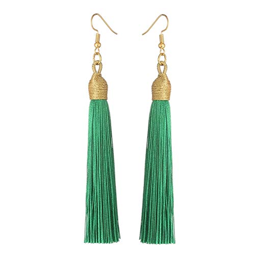 Sunwd Mujer Pendientes, NEW Long Tassel Earrings For Women Boho Drop Dangle Fringe Earrings Wedding Vintage Statement Fashion Jewelry Grass Green