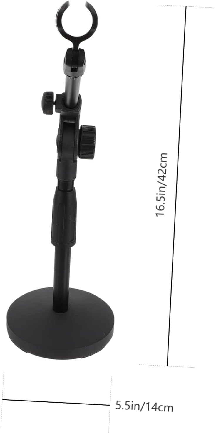 BESPORTBLE Adjustable Height Microphone Stand with Weighted Disc and Compact Desktop Mic Rack for Conference Live Streaming Podcasting and Video Blogging