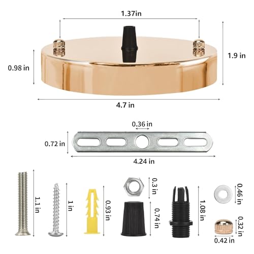 Image of Sangle Sopffy Pendant Light Canopy Kit, 4.7 Inches Ceiling Lighting Canopy Kit with All Mounting Hardware Modern Chandelier Ceiling Plate Cover for Pendant Lighting Fixtures (French Gold, 4.7 inch)