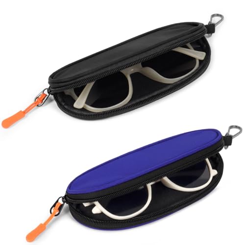 Image of Soft Eyeglasses Case with Clip, Ultra Light Sunglasses Travel Case with Zipper, Portable Eyewear Storage for Men Women