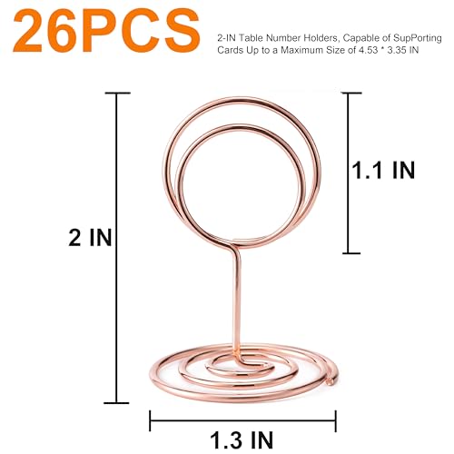 Image of Table Number Holders, 26PCS Place Card Holder, Photo Holder (2 inch Rose Gold) | Cards Stand Name Menu Clips, Small Size Table Sign Card Holders for Centerpieces Wedding Birthday Party