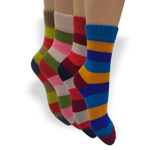 Chaussettes courtes à rayures angora LADY BUNNY pour femme en lot de 4 paires