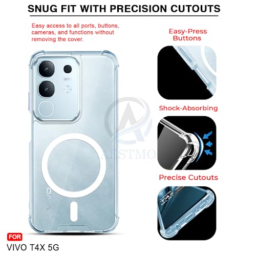 Image of AESTMO Clear Back Cover for Vivo T4X 5G / Z10X 5G / Y31 Pro 5G | 360 Protection | Transparent Back Cover (PC + TPU, Compatible with MagSafe Accessories, Transparent Bumper)