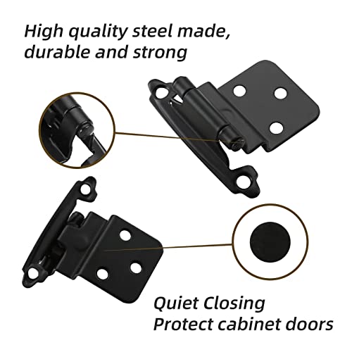 Home Master Hardware 3/8" Inset Cabinet Hinge (25 Pair 50 Pack), Self Closing Face Frame Cabinet Hinges For Kitchen/Bathroom/Furniture Cabinets & Doors, Matte Black Finish #TOP3