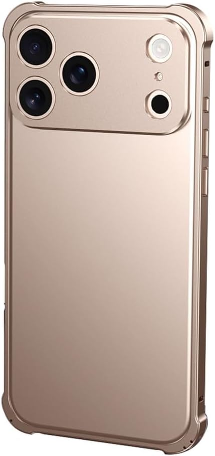 Slim Case for iPhone 17/17 Air/17 Pro/17 Pro Max, with Camera Protection Cover Aluminum Alloy Metal Bumper Frame Shockproof Case(Gold,17 Pro Max)