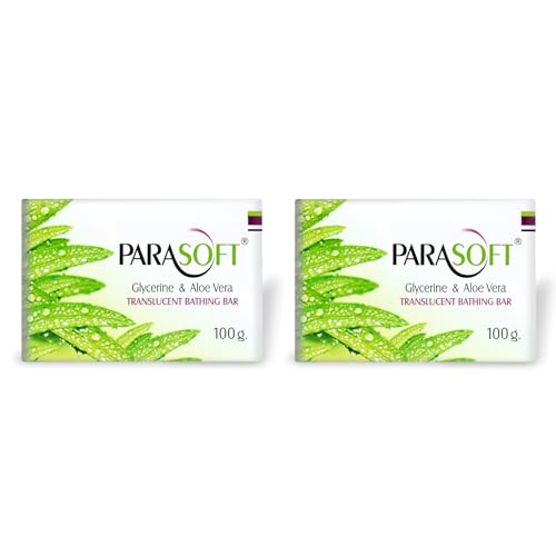 Image of Parasoft Translucent Bathing Bar - 100 g (Pack of 2) for Dry Skin Care with Glycerine, Aloe Vera & Vitamin E - Gentle Daily Cleansing Soap for Sensitive Skin