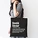 TSIIUO Women's Book Lover Noun Canvas Tote Bag Funny Reader Gift Library Reusable Shopping Canvas Bag Black