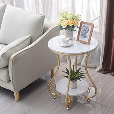 CUZAYA Round End Table, Industrial Retro Round Side Table for Small Spaces, Coffee Snack Table for for Living Room Balcony Bedroom, Golden&White (B0BZQPTL5T) Amazon Price History, Amazon Price Tracker