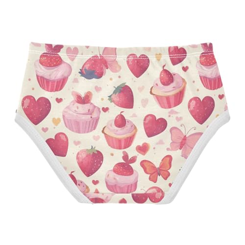 Wusikd Hearts Strawberries Girls' Underwear Cotton Cupcakes Butterflies Girls Briefs Soft Toddler Underwear 2T2
