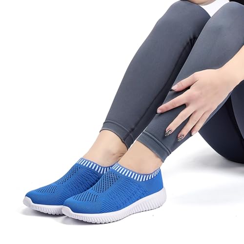 Image of konhill Womens Walking Shoes Slip On Sneakers Breathable Mesh Lightweight Casual Footwear for Daily Commute