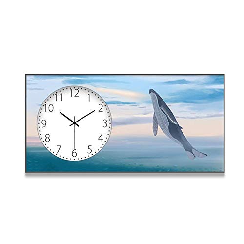 Huhn Wanduhren Modern Minimalist Living Room Light Wanduhr Stummes Scannen Uhrwerk Warm Whale Restaurant Clock Uhr im nordischen Stil (Größe: 30 * 60