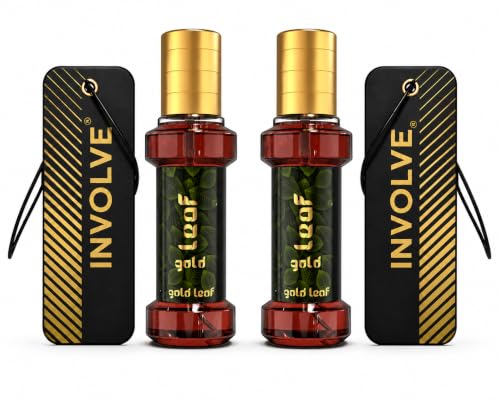 Image of Involve Rainforest Gold Leaf Car Air Perfume - Pack of 2 (30 ml Each) | Premium Fine Fragrance Spray Air Freshener | Long-Lasting Car Perfume & Freshener | Car Interior Accessories