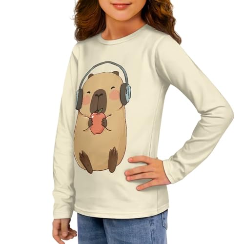 Image of Girls Long Sleeve T Shirt Cute Cartoon Crewneck Shirt for Kids 3-16Y Fall Winter Clothes