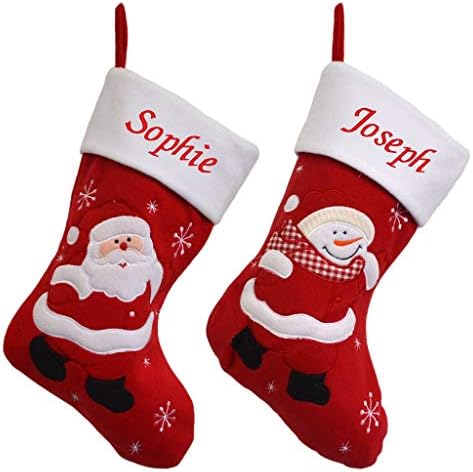 Luxury Deluxe Personalised Embroidered Christmas Classic Santa/Snowman Xmas Stocking (Snowman)