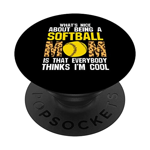 what's nice being softball mom softball mom softball player PopSockets Swappable PopGrip, Black