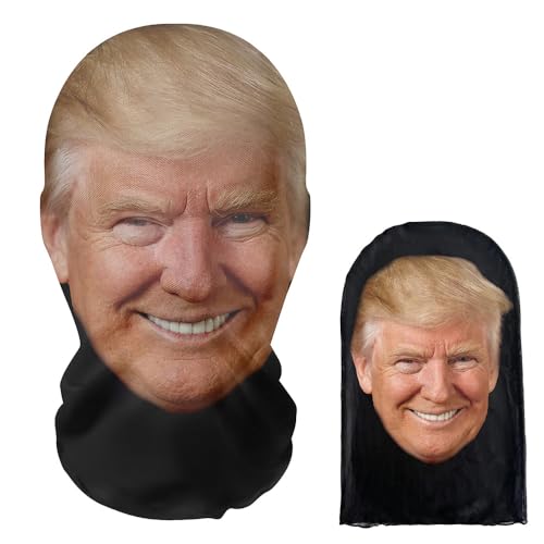 Yuulibux Divertida máscara de Trump de cara completa 3D con ojos de malla, máscara de celebridad, cubierta de nariz, máscara personalizada de Halloween (Trump)