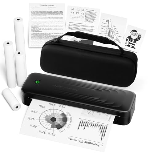 TATTMUSE Imprimante Thermique A4, imprimante Mobile A4 pour Voyage, imprimante Portable Bluetooth pour véhicules, Bureau, Maison, école, Compatible avec iOS,...