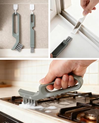 Fugenbürste Fliesenbürste, 5-in-1 Fugen-Fliesen Bürsten mit Nylonborsten, Nut Reinigungsbürsten Fenster, Tiefenreinigung für Bad und Küche, Dusche, Fensterschiene, Nähte, Bodenlinien, Badezimmer