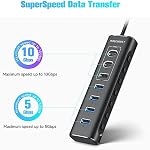 Powered USB Hub, Rosonway 7-Port USB 3.2/USB C Hub with 10Gbps USB-A 3.2, 2 USB-C 3.2, 4 USB 3.0 Ports, Individual Switches and 12V Power Adapter, Aluminum USB Port Expander for Laptop/PC, RSH-A107C