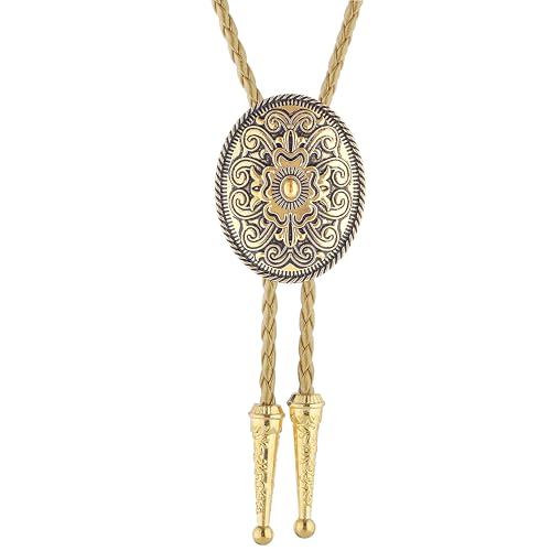 Image of GelConnie Floral Bolo Tie for Men Womens Bolo Tie Necklace Native American Black Men's Bolo Ties Western Cowboy Bolero Ties