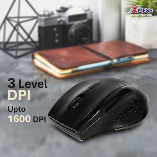 Image of XCESS Wireless Optical Mouse | 1600 DPI | 4 Buttons with DPI Switch | Compact & Lightweight | Soft Click | Universal Compatibility