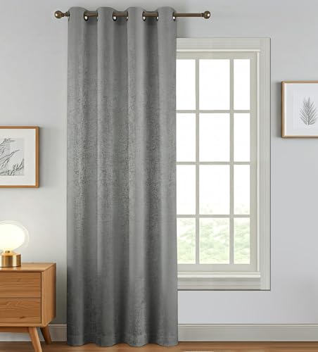 Image of FRESH FROM LOOM Supreme Texture Polyester Padre| Semi Black Out 80% Room Darkening Screens | Curtains for Home 10 Feet (Grey| 1pc| Double Weaved Parda | Eyelet Ring | Long Door Curtain)