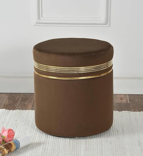 Image of NACIA Wooden Ottoman Stool for Living Room, Ottoman pouffes for Sitting, Puffy Chair Bench for Home Decor, Stools & Ottoman, Footrest Pouf Foot Stool for Office Room Decor, (16 inchx16 inchx17 inch, Coffee)