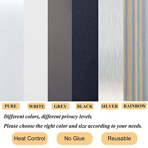 Longyong Window Privacy Film Frosted Glass Static Cling Blackout Window Film Uv Heat Blocking Non-Adhesive Window Covering For Bathroom Home Office 11.8"X79" Grey #TOP4