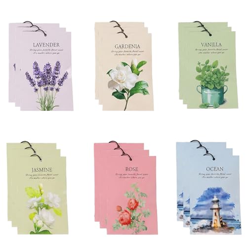 18PCS Wardrobe Fresheners Drawer Freshener For Clothes Scented Drawer Sachets With 6 Fragrances Long-Lasting Aroma for Clothes Storage Wardrobe Clothes Suitcases and Car Interiors