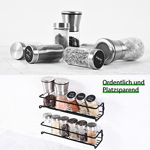 LXUDN Rocneuna 4-Teiliges Set Gewürzregal Wand Ohne Bohren, Schwarz Gewürzständer Mit Breiterem Innenschlitz Hält Größere Gewürzgläser… – Ansicht 5