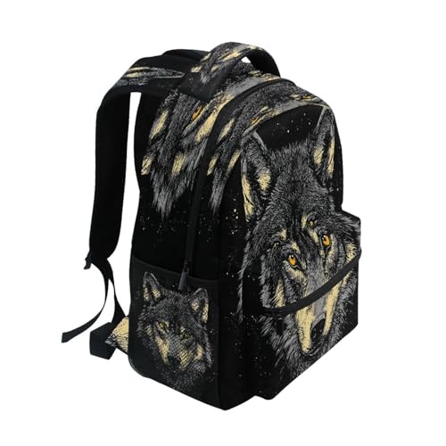 Funny Wolf Animal Black Backpack for School Boys Girls Adults Kids Bookbag Laptop Bag 15L2