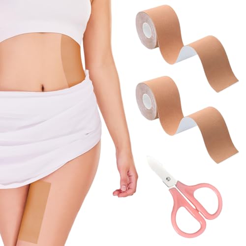 DIFLAX 2 Piezas Parches Antirozaduras Muslos 5cm*5m con Tijeras Anti Friccion Piernas Almohadillas Invisibles Vendaje Rozaduras Muslos, Resistentes Al Sudor Alivian La Presión para Múltiples Partes