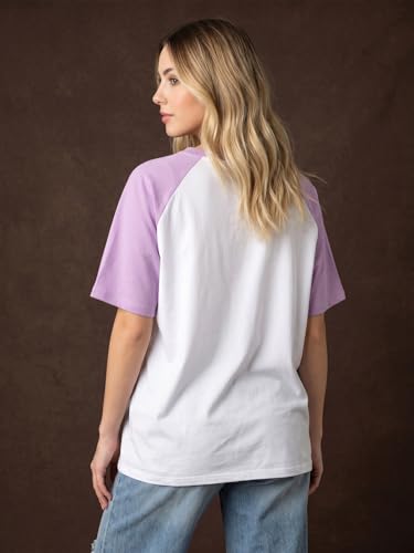 Image of JUNEBERRY Round Neck Drop Shoulder Round Neck Black & White Graphic Printed Pure Cotton Oversized Baggy Fit Half Sleeve T-Shirt for Women & Girls (Sizes: S to 2XL)