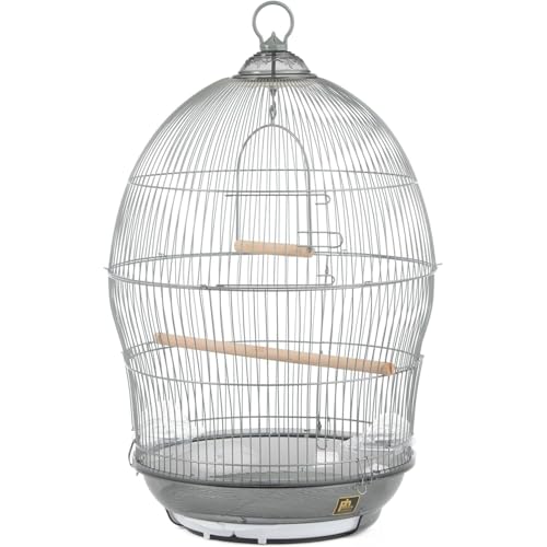 HomeStock Baroque Brilliance Scrollwork Bird Cage with Intricate Design, Durable Metal Construction, Spacious Interior Gray
