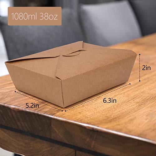 38 Oz Take Out Food Containers (50 Pack) Disposable Kraft Paper Food Container Takeout Box Microwaveble… #TOP5