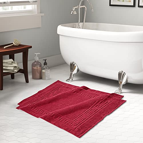 Superior Hotel & Spa Quality Bath Mats - Set Of 2 Bath Rugs, 100% Cotton Bathroom Rug Set, Burgundy, 22" X 35" #TOP4