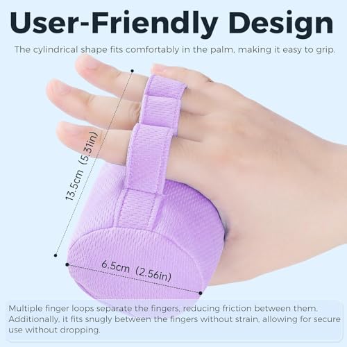 Palm Grips, Hand Contracture Cushions, Finger Grips, Finger Splitter, Palm Protector for Hand Contracture, Grip Strengthener Pad for Elderly, Stress Relief, Sweat Resistant, Washable, Purple, 1 Pcs