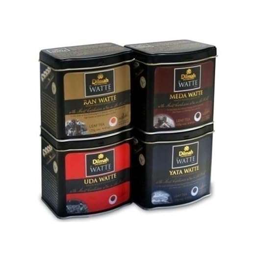 Dilmah, Watte, Single Origin Pure Ceylon, Single Region Elevation Teas, Set of All Four Elevations, Low Grown 800 ft to High Grown 6000 ft, Loose Leaf Tea in Designer Tin Caddy, (Pack of 4)