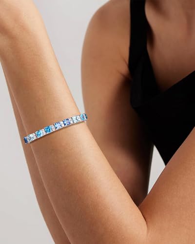 Blue Tennis Bracelet For Men Women, 6.5MM, 6.5-8.0inches, 925 Sterling Silver, Cubic Zirconia, 18K Gold Plated Colorful Gemstone Birthstone Bracelet- Gifts For Birthday, Anniversary, Christmas3