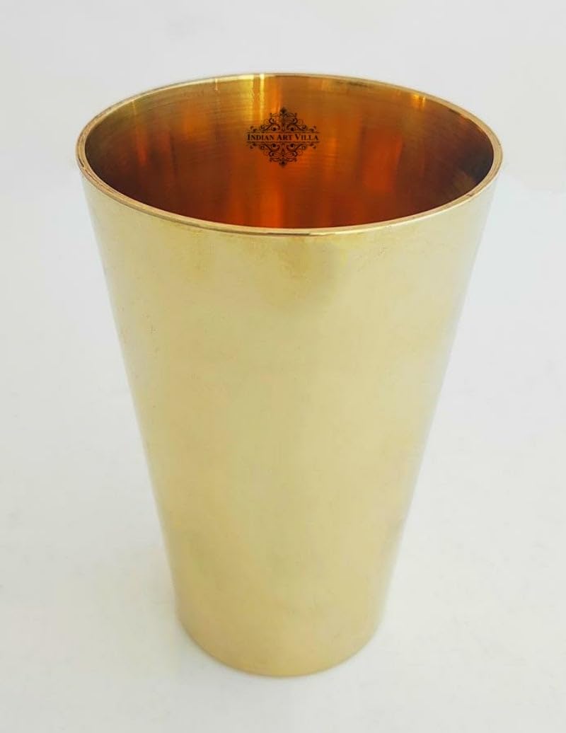 Indian Art Villa Bronze Tumbler with Plain Design Drinkware for Home Restaurant and Hotel Gifting Item Volume- 16