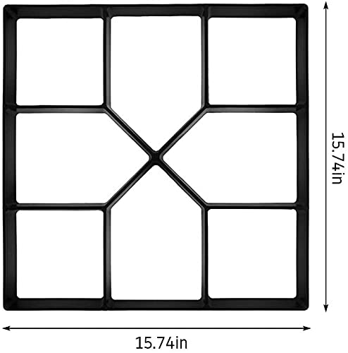 GOTOTOP Gärtner-Form, 39,9 x 39,9 cm, Heimwerker-Form, wiederverwendbar, Beton, Zementstein-Design, für Gehweg, Pflaster, Terrasse, Gehweg, Schwarz