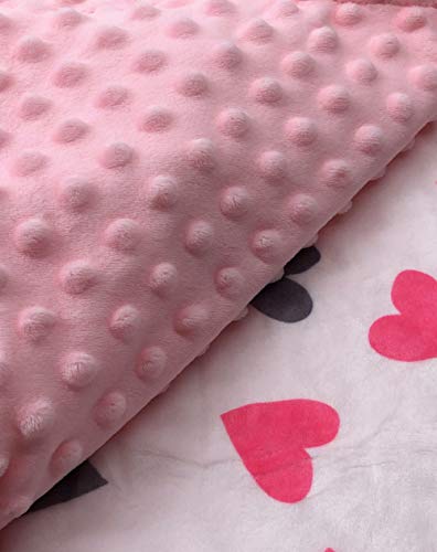 Image of Baby Double Layer Soft Plush Minky Blanket With Dotted Backing for Boys Girls - Toddler Newborn Shower Gift (Peach Hearts, 30 X 40 Inches)