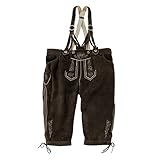 Lekra XXL dunkelbraune Trachten-Kniebund-Lederhose, Größe:62