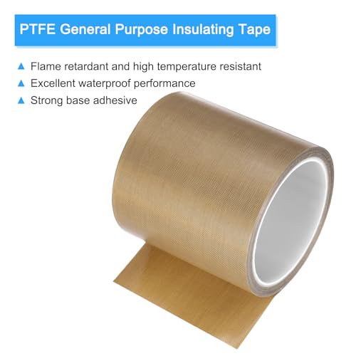 Image of MECCANIXITY 1 Pcs High Temperature Tape 100mm PTFE Coated Fabric Tape Heat Resistant Tape for Vacuum Sealers Adhesive Tape 10m /33ft Brown 0.18mm Thickness