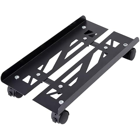 Mobile PC Stand, Adjustable Metal Computer Tower Stand, PC Floor Stand with 4 Locking Caster Wheels, PC Tower Stand, CPU Holder, PC Cart PC Riser Fits Most PC for Gaming Office Desk Cover