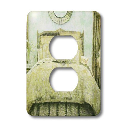 Cache 2 prises haut de gamme 3dRose lsp_44793_6 jaune ivoire et aqua pour chambre