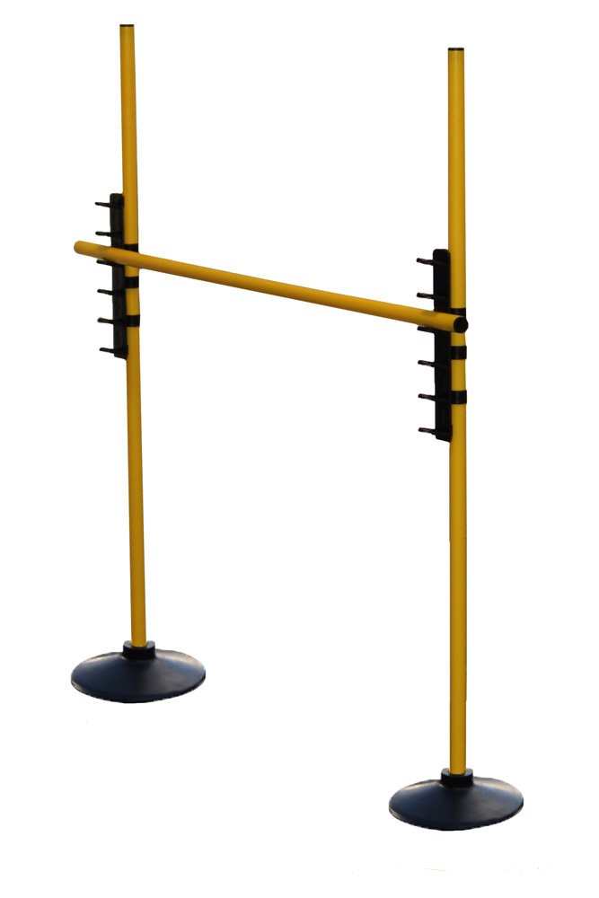 Sprungstangen-Set - Training für Sprungkraft, Dribbling und Beweglichkeit - (3 Stangen (160 cm (2 x 80 cm)), 2 Vollgummistandfüße, 2 Leiterhürden), Farbe: gelb