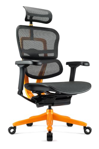 Image of Ergohuman ME7ERG GEN2 High Back Mesh Office Chair with Tilt Tension Control, Tilt Lock, Synchro Tilt, Seat Height, Seat Depth, and Arm Height Adjustments, Orange Frame